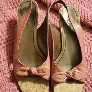 Dexter pink salmon wedge sling pump sz 9